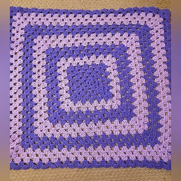 Handmade Crocheted Purple Lap Crib Blanket Throw Afghan - Picture 1 of 11